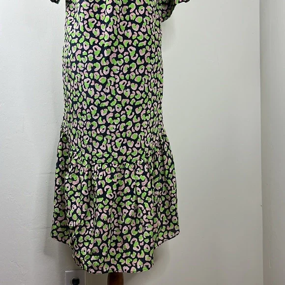 TUCKER NYC Green Laura Silk Midnight Leo Animal Print Dress XS